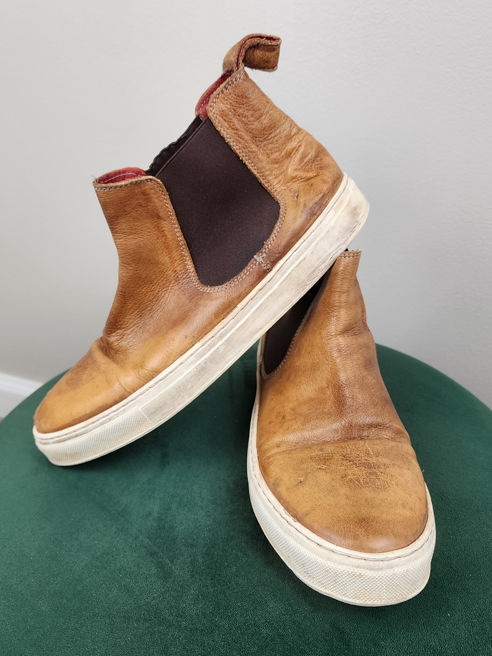 Bed Stu Whitney Slip-On Distressed Brown Leather Chelsea Sneakers